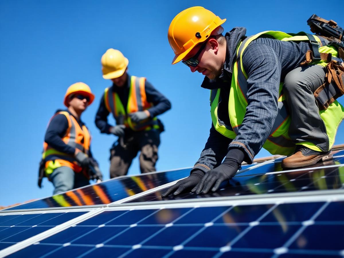 Equipe SegEnergy instalando módulos fotovoltaicos